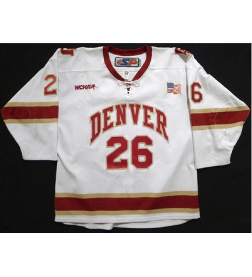 Custom NCAA 2010-11 Denver Pioneers 26 Shawn Ostrow Hockey Jersey Home White